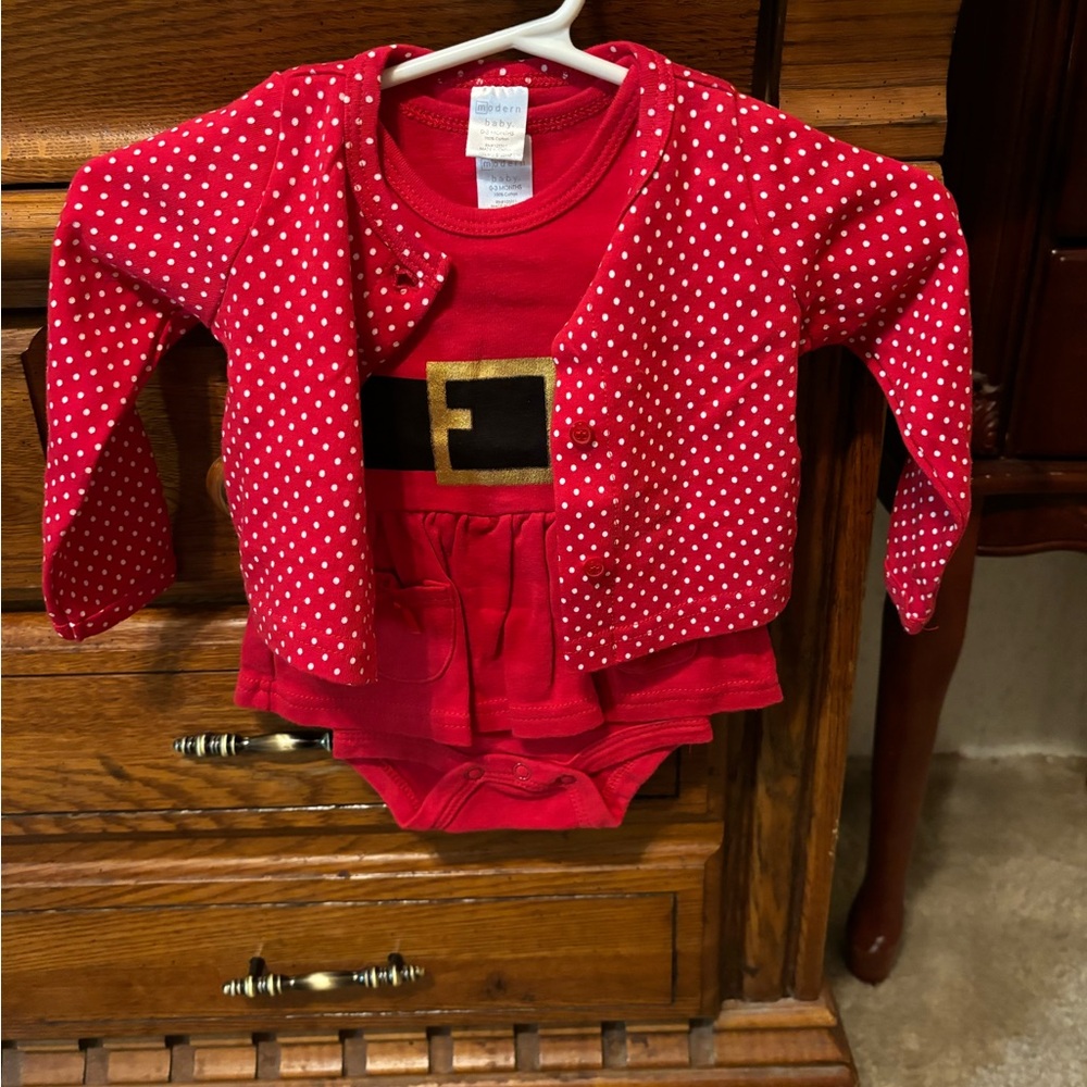 Festive Red Baby Outfit with Polka Dots